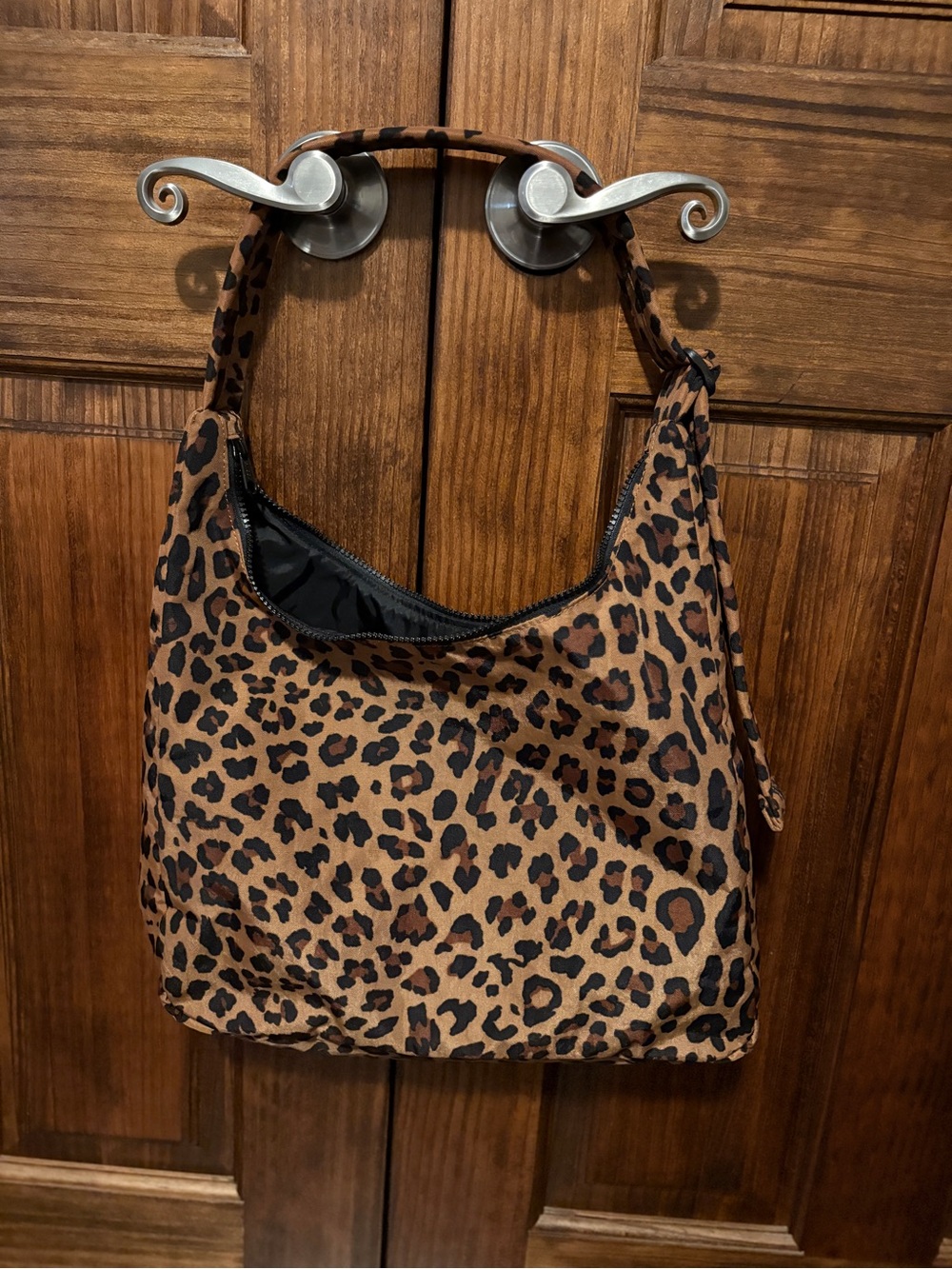 BAGGU Nylon Leopard Print Shoulder Bag